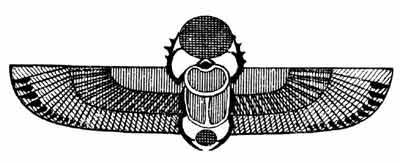 Der geflügelte Käfer Chepre wird mit der geflügelten Sonne Behedeti gleichgesetzt.